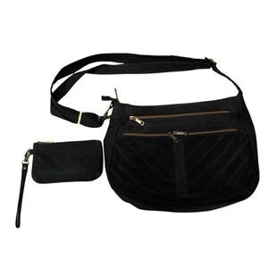 Travelon Black Quilted Nylon Large Crossbody Bag Travel Purse Brass Hardware
